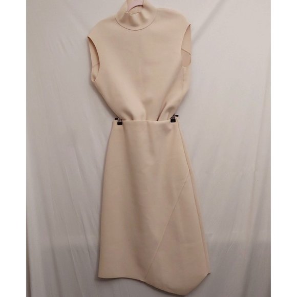 Zara Dresses & Skirts - Zara Sleeveless Mock Neck top & Midi Asymmetrical Skirt Scuba 2 Piece Stone S